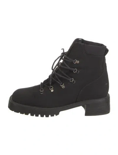 Pre-owned Stuart Weitzman Canvas Combat Boots In Black