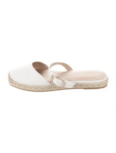Pre-owned Stuart Weitzman Canvas Crystal Embellishments Espadrilles In White