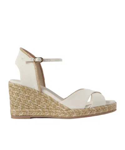 Stuart Weitzman Canvas Espadrille Wedge Sandals In White