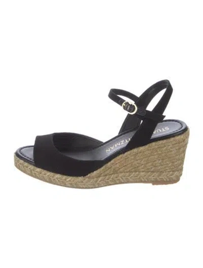 Pre-owned Stuart Weitzman Canvas Espadrilles In Black