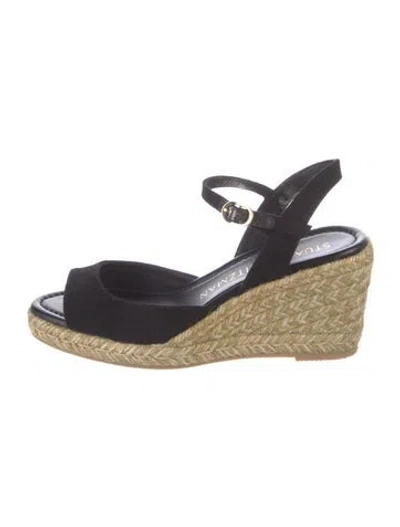 Pre-owned Stuart Weitzman Canvas Espadrilles In Black