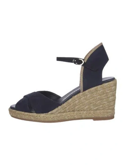 Pre-owned Stuart Weitzman Canvas Espadrilles In Black