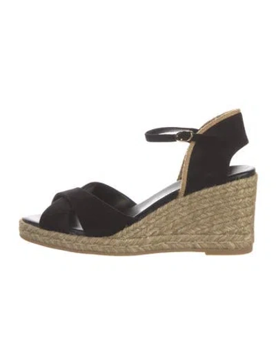 Pre-owned Stuart Weitzman Canvas Espadrilles In Black