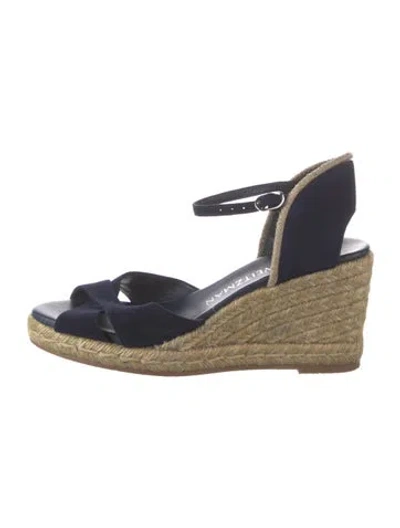 Pre-owned Stuart Weitzman Canvas Espadrilles In Black