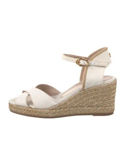 Pre-owned Stuart Weitzman Canvas Espadrilles In Neutrals/white