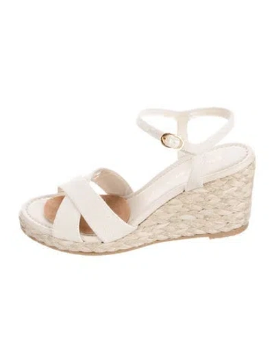 Pre-owned Stuart Weitzman Canvas Espadrilles In White