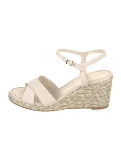 Pre-owned Stuart Weitzman Canvas Espadrilles In White