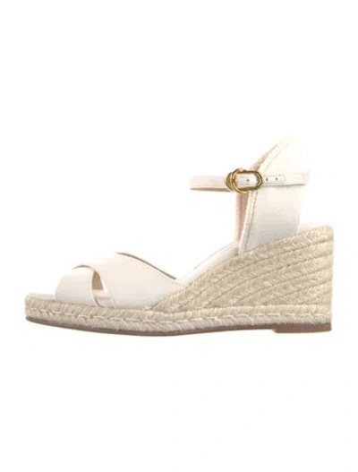 Pre-owned Stuart Weitzman Canvas Espadrilles In White