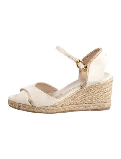 Pre-owned Stuart Weitzman Canvas Espadrilles In White