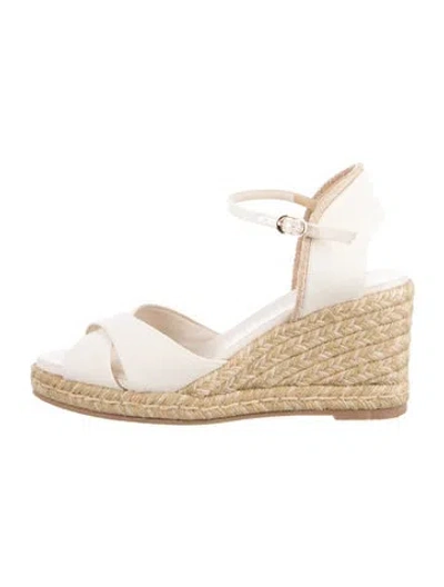Pre-owned Stuart Weitzman Canvas Espadrilles In White