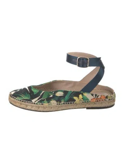Pre-owned Stuart Weitzman Canvas Floral Print Espadrilles In Green