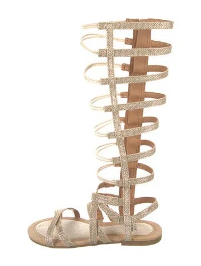 Pre-owned Stuart Weitzman Canvas Gladiator Sandals In Gold