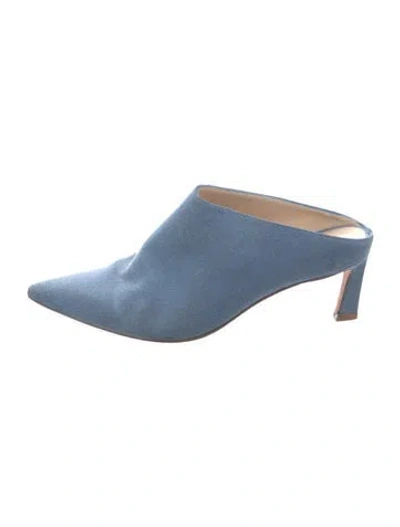 Pre-owned Stuart Weitzman Canvas Mules In Blue