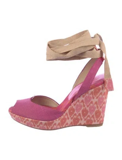 Pre-owned Stuart Weitzman Canvas Printed Espadrilles In Pink