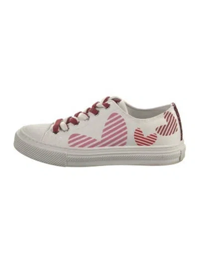 Pre-owned Stuart Weitzman Canvas Printed Sneakers In White