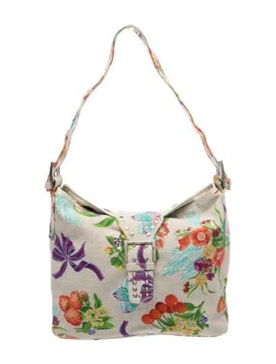 Pre-owned Stuart Weitzman Canvas Shoulder Bag In Neutrals
