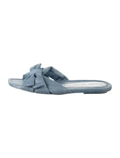 Pre-owned Stuart Weitzman Canvas Slides In Blue