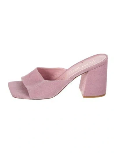 Pre-owned Stuart Weitzman Canvas Slides In Pink