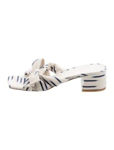 Pre-owned Stuart Weitzman Canvas Striped Slides In Multi