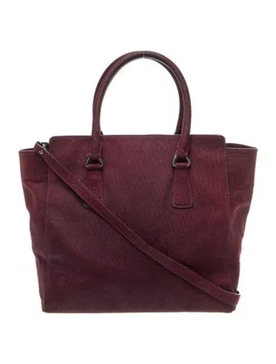 Pre-owned Stuart Weitzman Canvas Tote In Burgundy