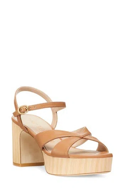 Stuart Weitzman Carmen Midi Platform Sandal In Tan/sand