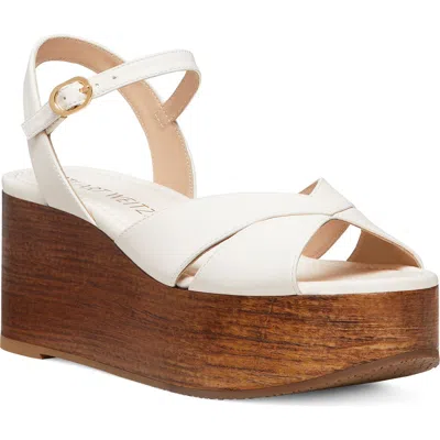 Stuart Weitzman Carmen Midi Wedge Sandal In Neutral