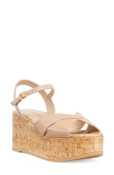 Stuart Weitzman Carmen Midi Wedge Sandal In Adobe