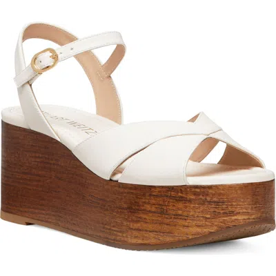 Stuart Weitzman Carmen Midi Wedge Sandal In Seashell/walnut