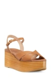 Stuart Weitzman Carmen Midi Wedge Sandal In Tan/ Sand