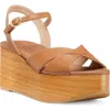 Stuart Weitzman Carmen Midi Wedge Sandal In Tan/sand