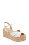 Stuart Weitzman Carmen Linen Crisscross Platform Sandals In White