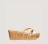 Stuart Weitzman Dayna Crisscross Wedge Platform Sandals In Adobe Beige
