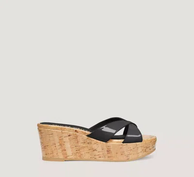 Stuart Weitzman Carmen Wedge Sandal In Black