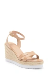 Stuart Weitzman Catlina Leather Espadrille Wedge In Golden Beige
