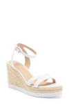 Stuart Weitzman Catlina Ankle Strap Espadrille Platform Wedge Sandal In White.
