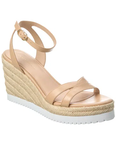 Stuart Weitzman Catlina Leather Espadrille Wedge In Beige