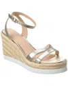 Stuart Weitzman Catlina Leather Espadrille Wedge Sandal In Gold