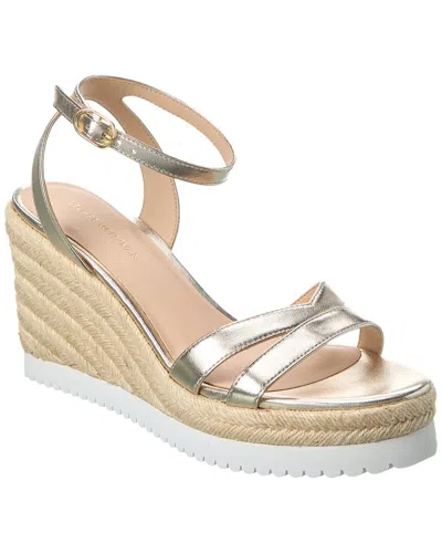 Stuart Weitzman Catlina Leather Espadrille Wedge Sandal In Silver