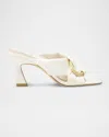 Stuart Weitzman Cece Leather Twisted Ring Slide Sandals In Cream