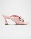 Stuart Weitzman Cece Leather Twisted Ring Slide Sandals In Pink Marshmallow