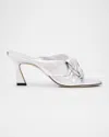Stuart Weitzman Cece Metallic Twisted Ring Slide Sandals In Silver