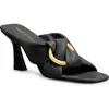 Stuart Weitzman Cece Leather Twisted Ring Slide Sandals In Black