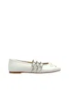 Stuart Weitzman Celeste Buckle-embellished Ballet Flats In White