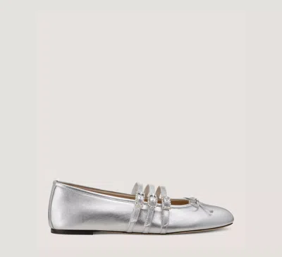 Stuart Weitzman Celeste Mary Jane Ballet In Silver