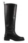 Stuart Weitzman Stylish Knee-high Leather Block Heel Boots In Black