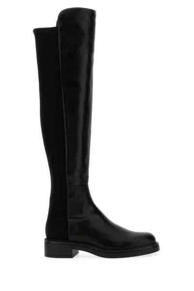 Stuart Weitzman 5050 Celia Stretch-paneled Leather Over-the-knee Boots In Black