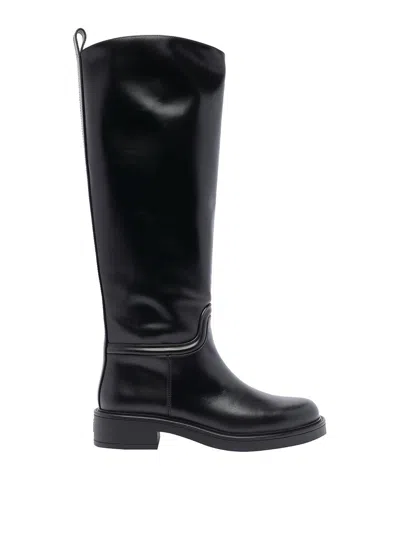 Stuart Weitzman Stylish Knee-high Leather Block Heel Boots In Black
