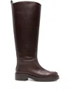 Stuart Weitzman Celia Leather Boots In Brown