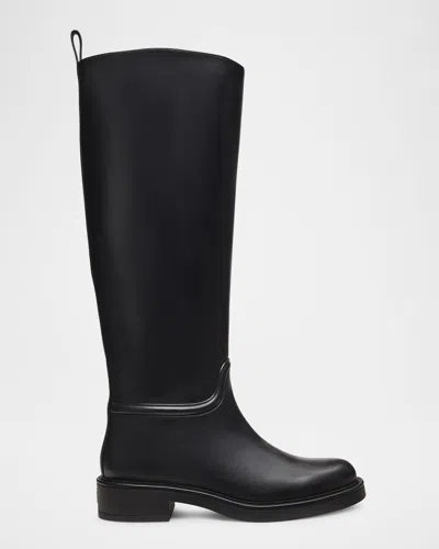 Stuart Weitzman Celia Leather Riding Boots In Black