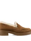 Stuart Weitzman Celia Lite Penny Shearling Loafers In Brown